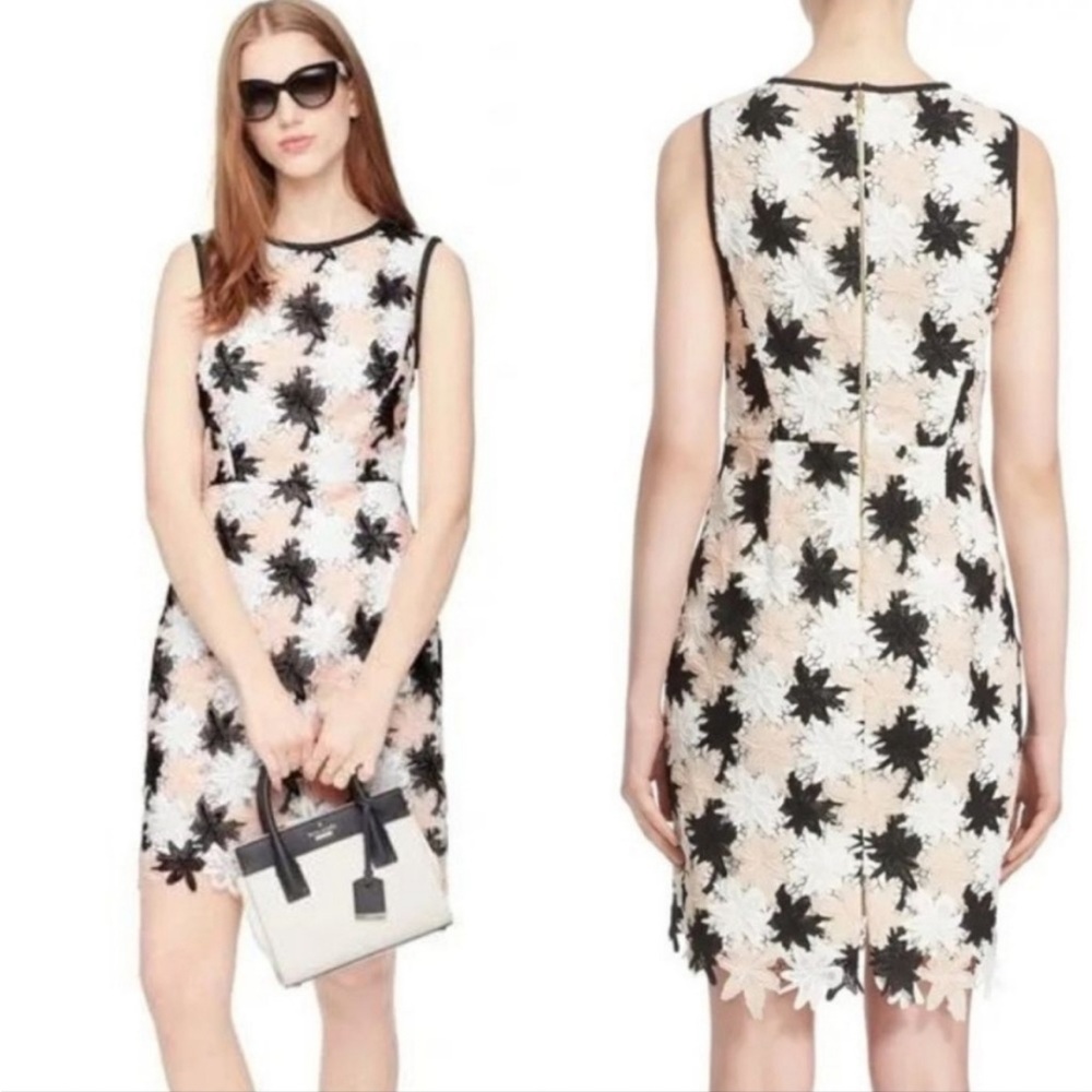 Kate Spade Tiger Lily Blush Flower Lace Dress Size 4 Embroidered